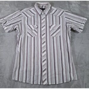 White Horse Western Shirt‎ Mens XL Pearl Snap White Gray Grey Rockabilly Cowboy